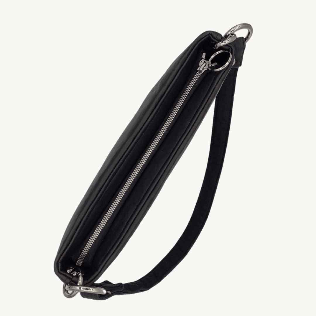 Pinatex vegan leather Georgia Bag in Black zipper