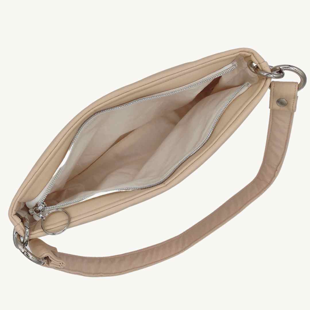 Pinatex vegan leather Georgia Bag in Sand open view