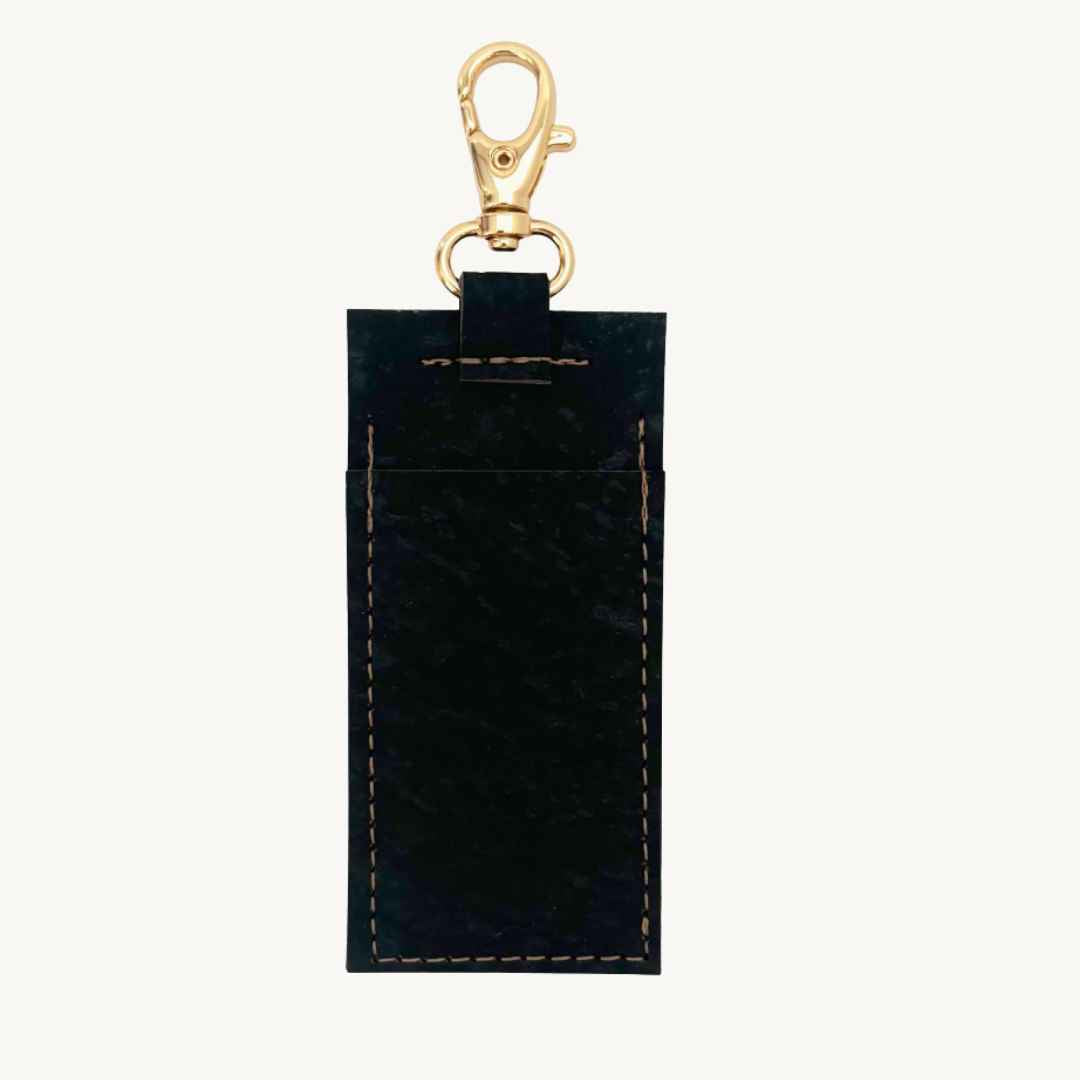 cork leather lip balm holder in black