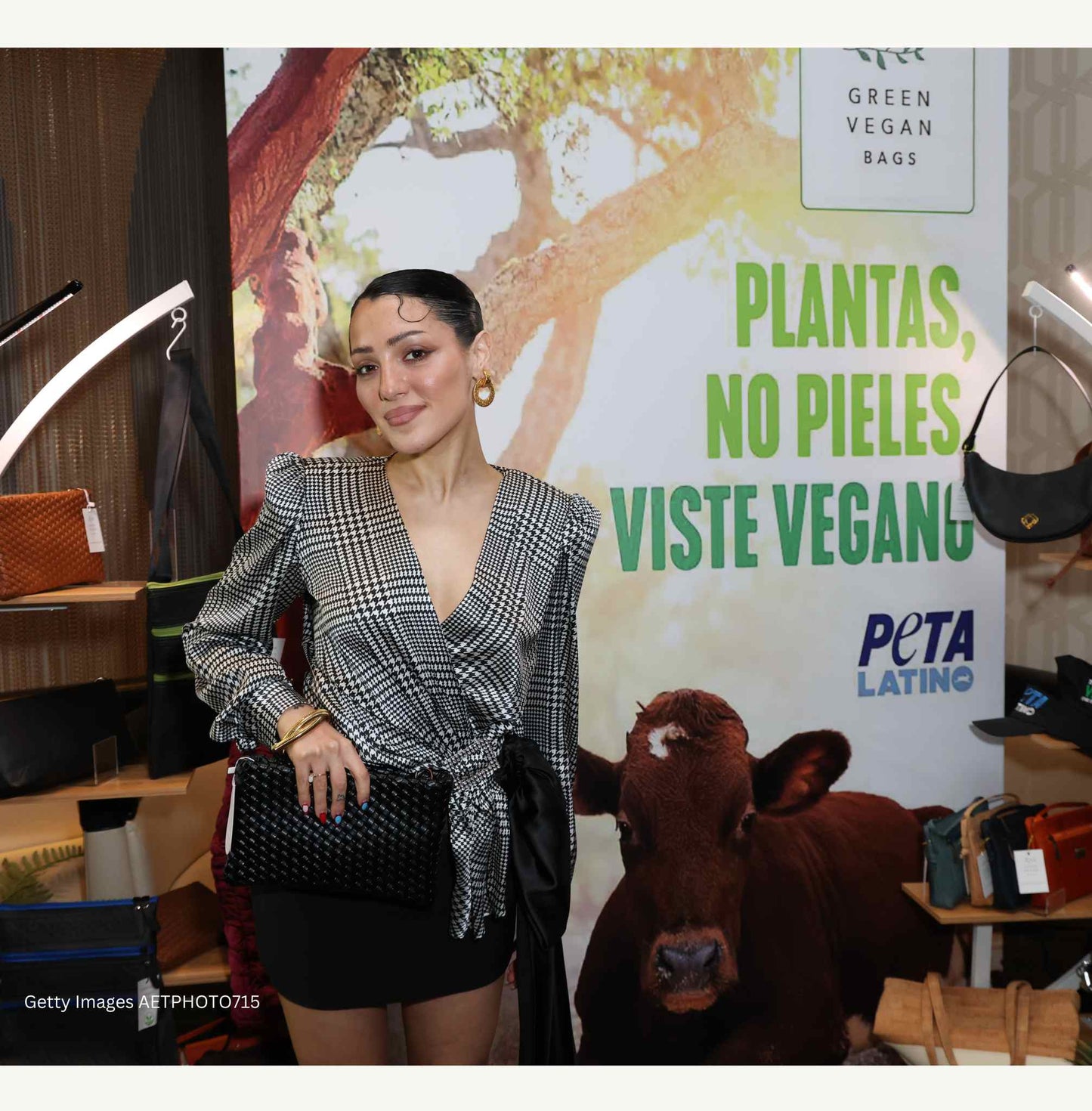 Close-up of woven recycled PU leather texture highlighting intricate weaving detail and subtle sheen on the Daisy vegan