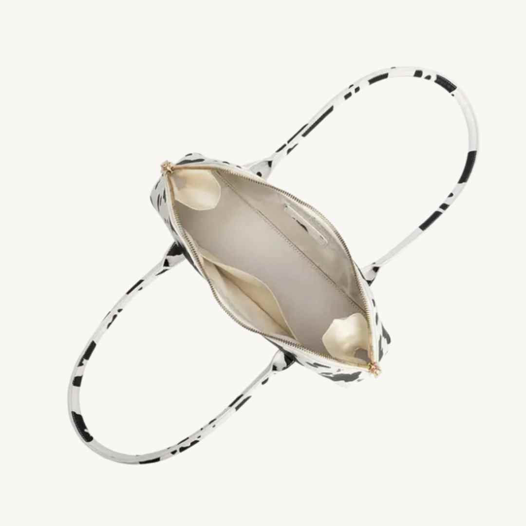 vegan purse with cow print