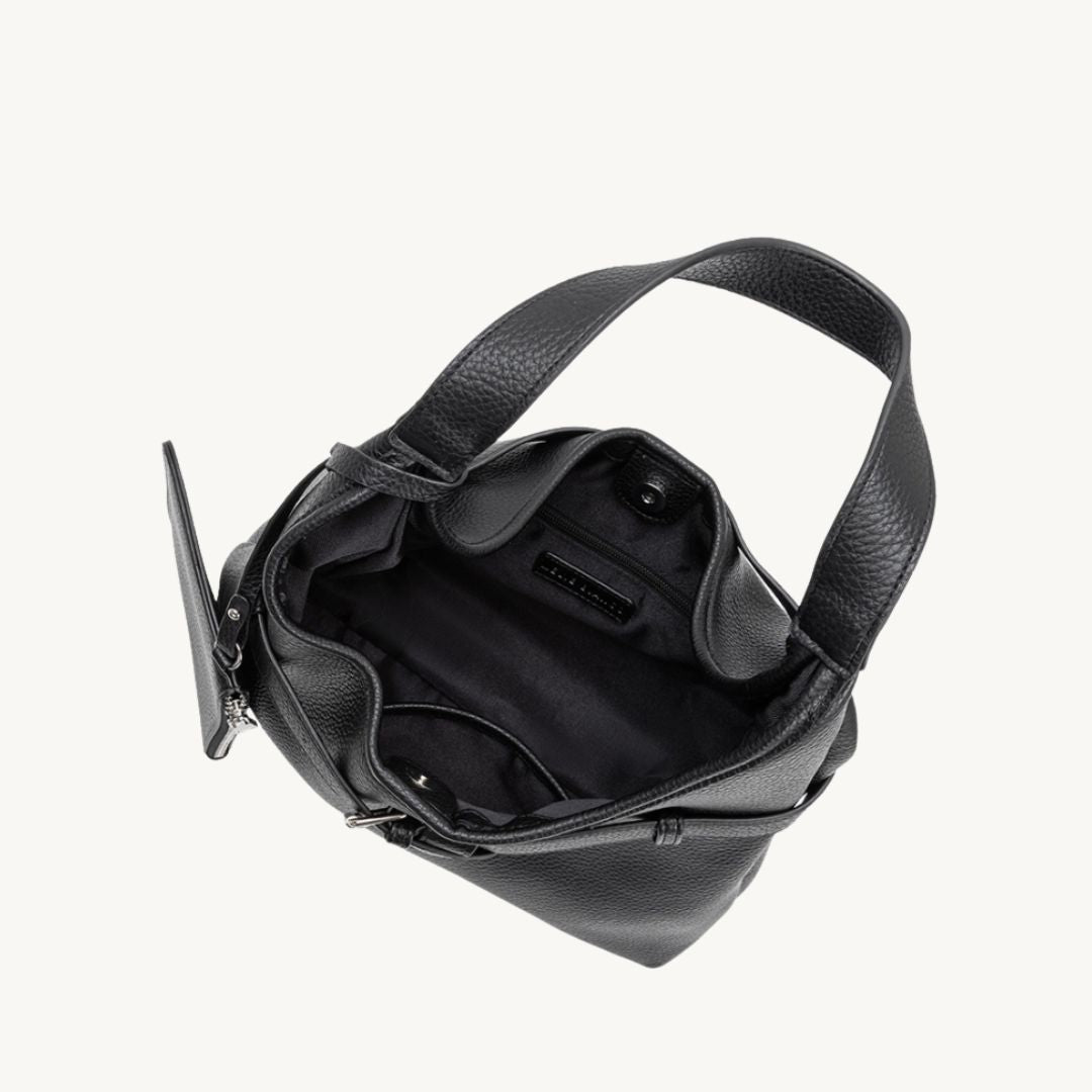 non leather purse in black photo of interior