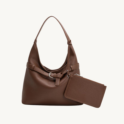 vegan leather tote bag in brown
