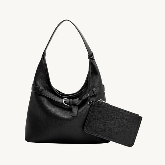 vegan leather tote bag in black
