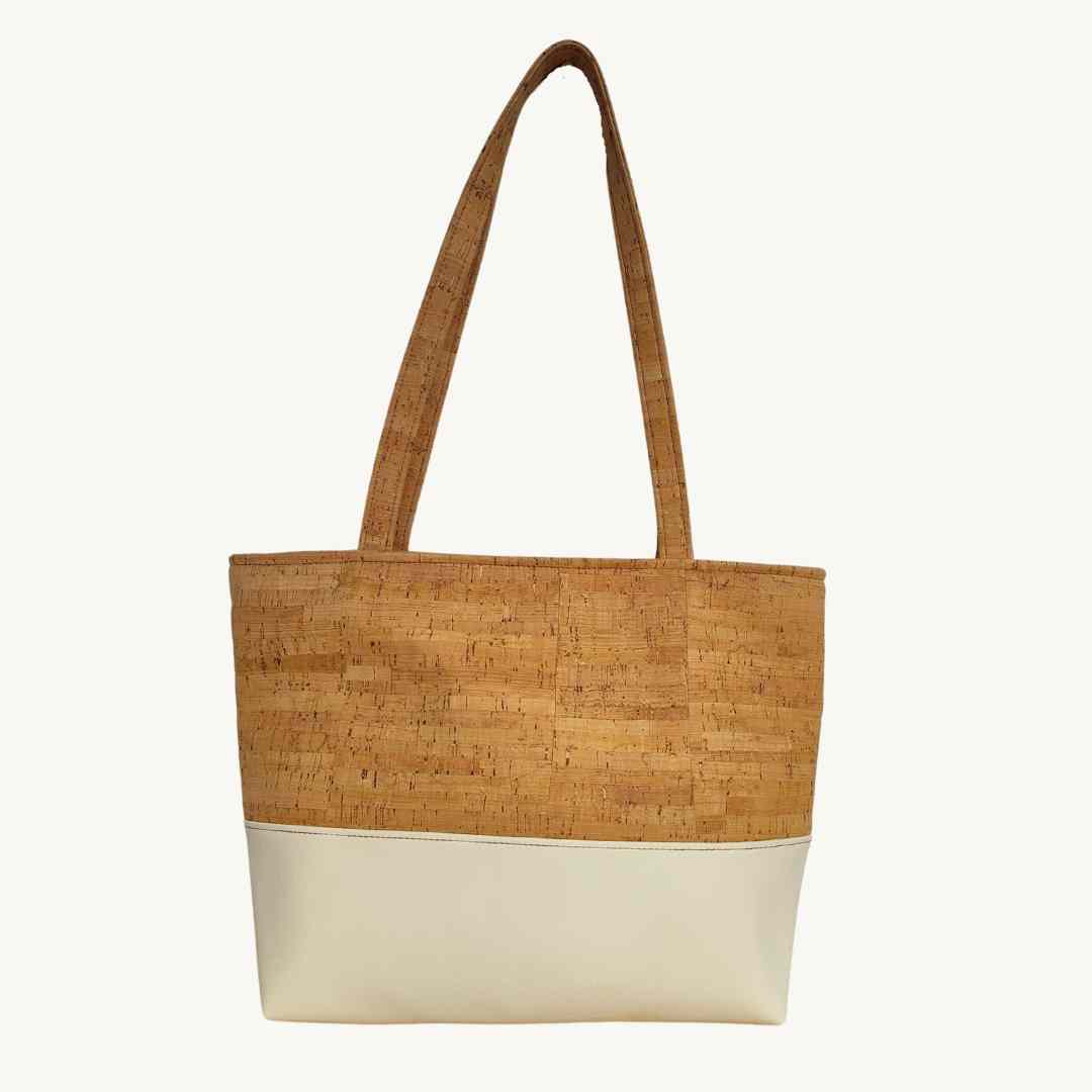 Sustainable vegan Tote Bag in Cork Leather from Portugal in Sea Green