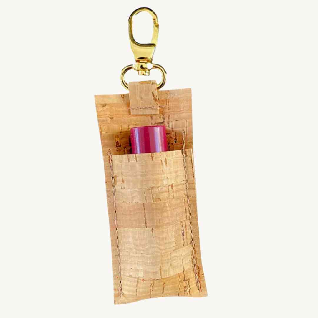 Be Organized Lip Balm Holder in cork vegan leather chapstick holder