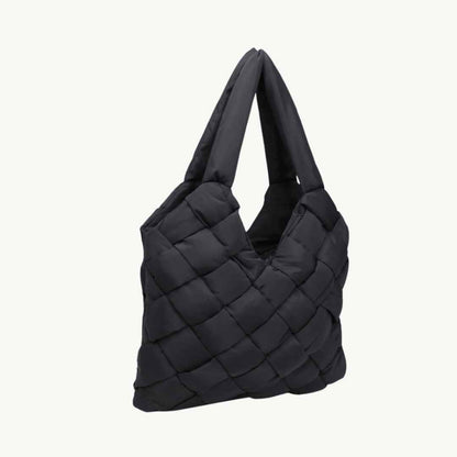 Black woven vegan handbag 