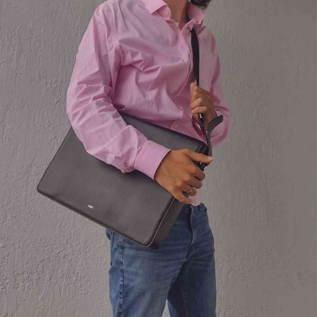 Canu messenger briefcase vegan appleskin leather