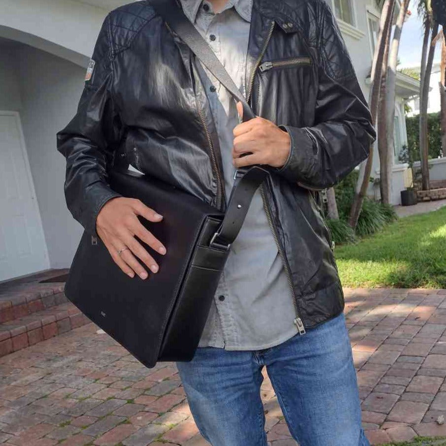 Canu messenger briefcase vegan appleskin leather