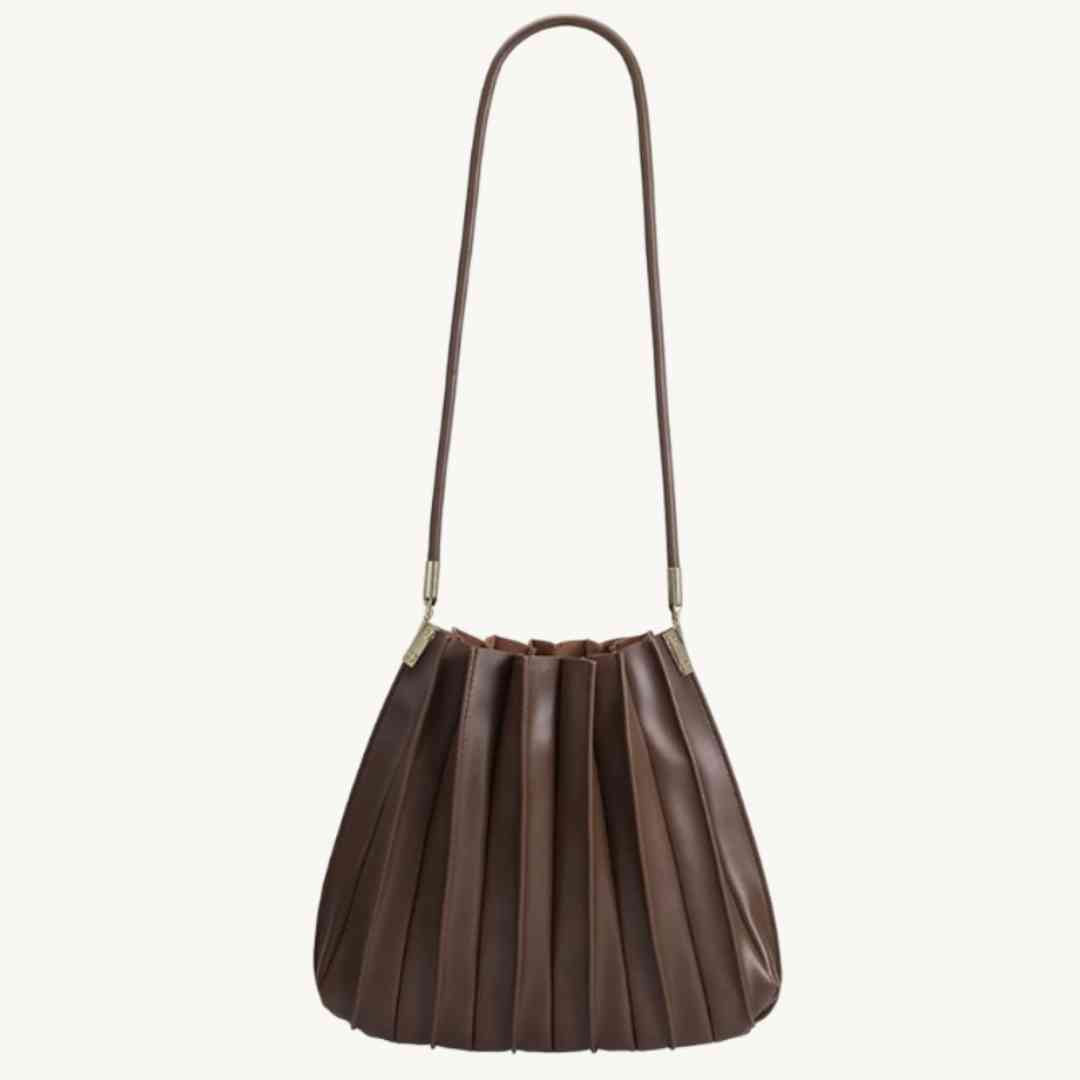 designer Carrie pleated sustainable vegan leather bag 