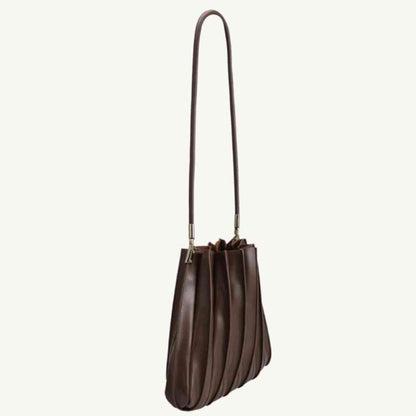 Carrie pleated recycled vegan leather luxury in chocolate