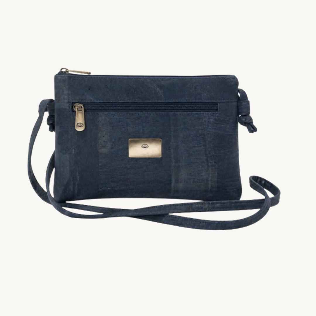 Cork vegan crossbody bag in denim