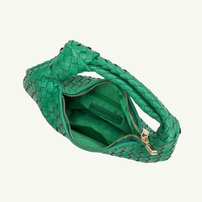 Drew Woven Shoulder Bag in Emerald