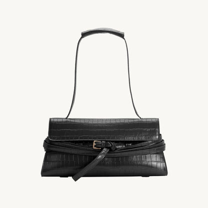 Faux croc vegan leather handbags in black