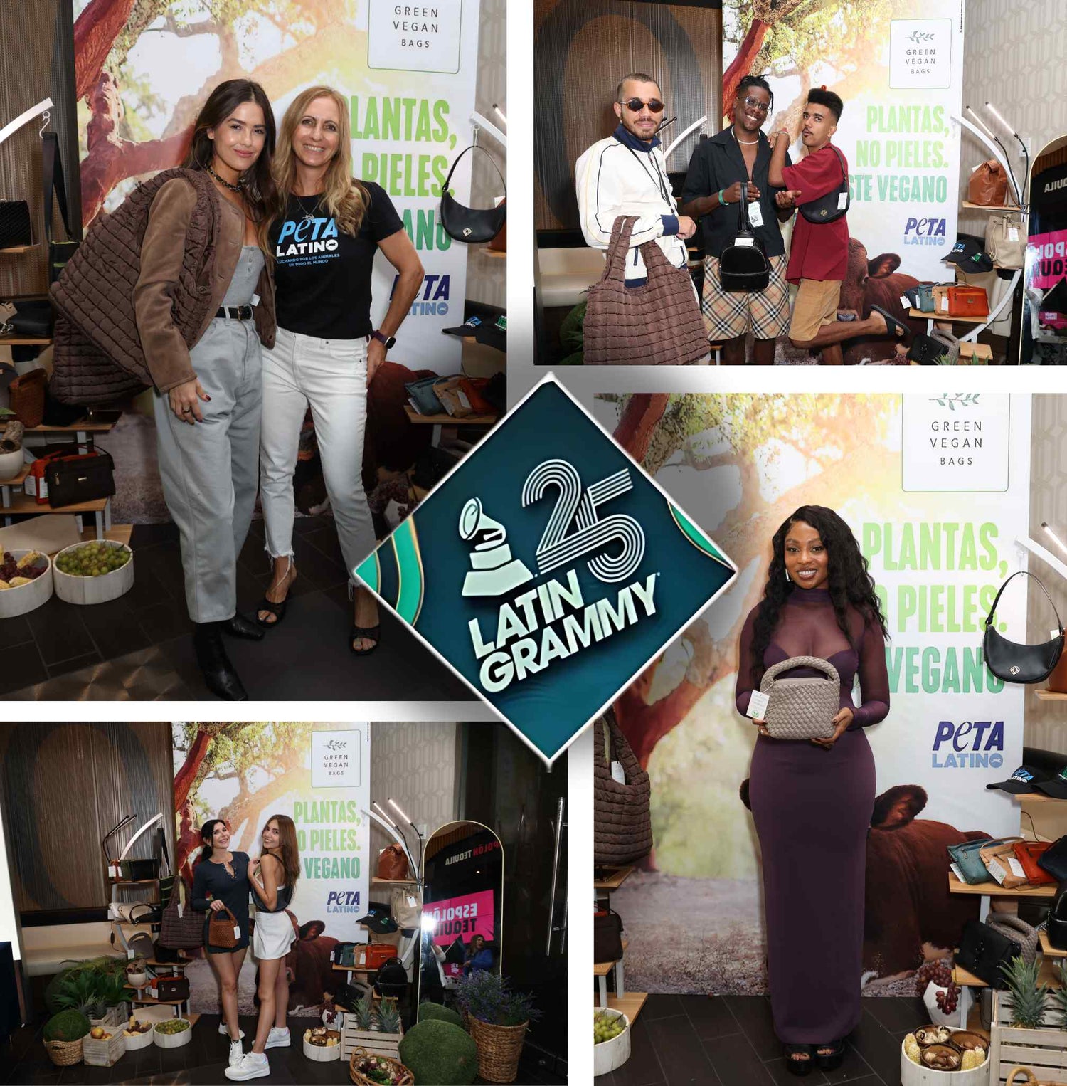 Green Vegan Bags at the Latin Grammys gift lounge giving out vegan handbags to celebrities and influencers