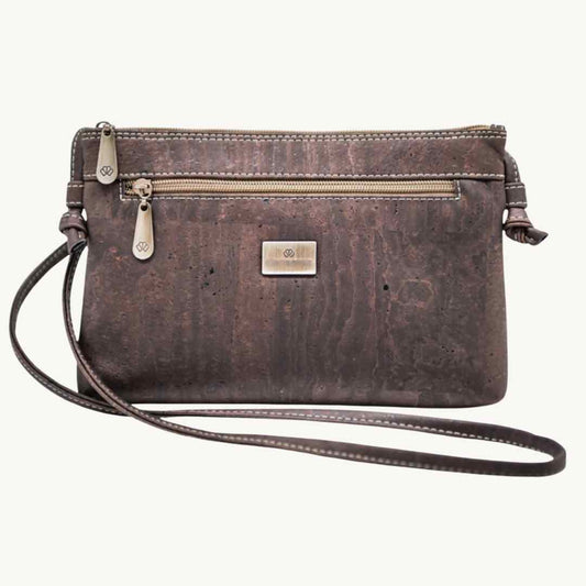 cork leather crossbody bag in espresso