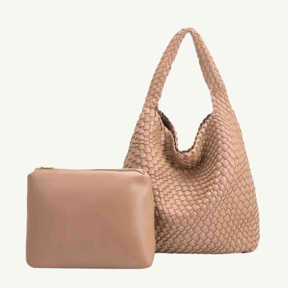 Johanna vegan leather tote in Nude by Melie bianco
