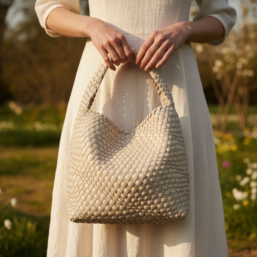 vegan leather handbag made of recyceld pu vegan leather and polyester