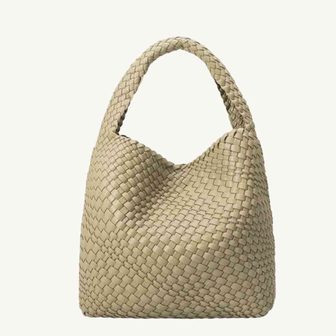 Johanna Woven Vegan Tote Bag – Recycled Vegan Leather Handbag, Slouchy & Spacious
