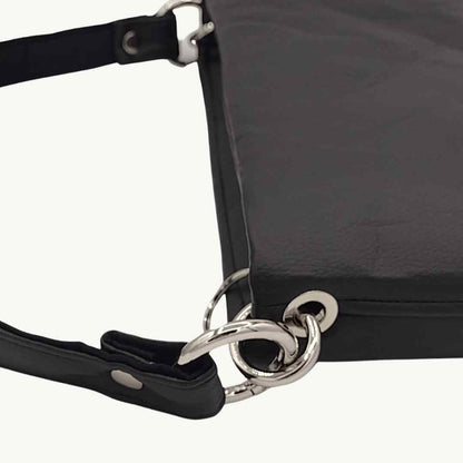 Pinatex vegan leather Georgia Bag in Black hardware close up
