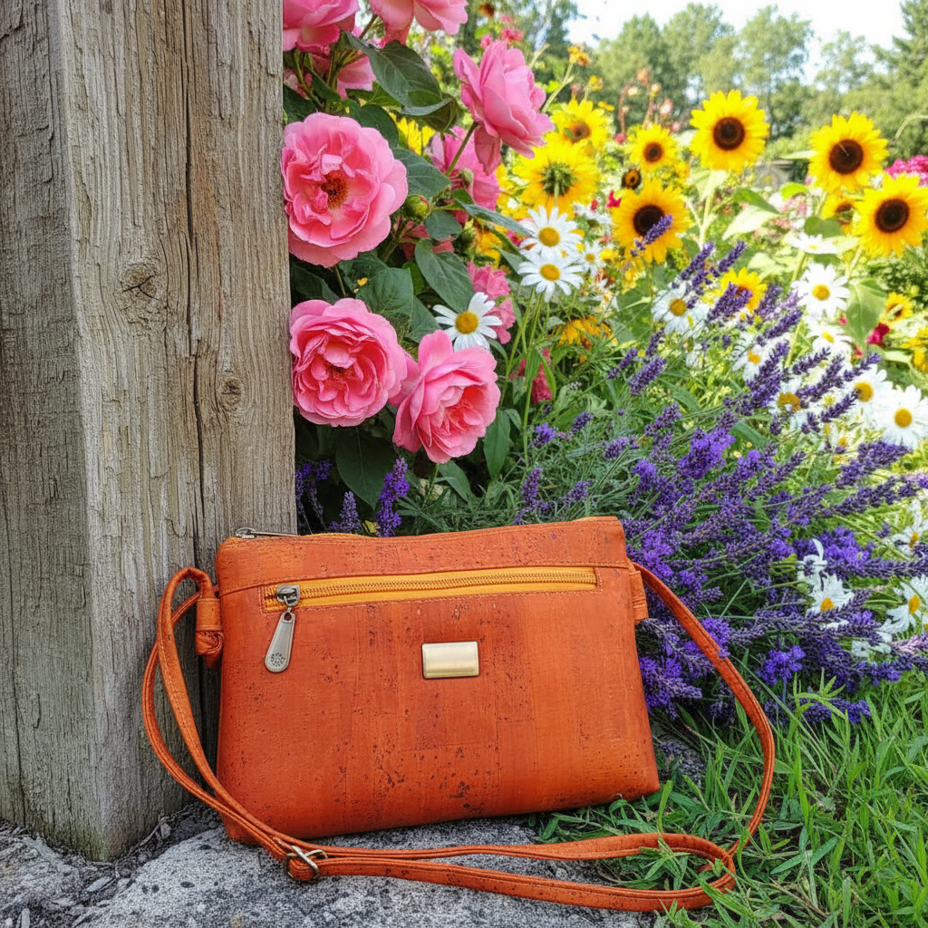 Iris Cork Leather Crossbody Bag – Sustainable Vegan Leather, Waterproof, Handmade