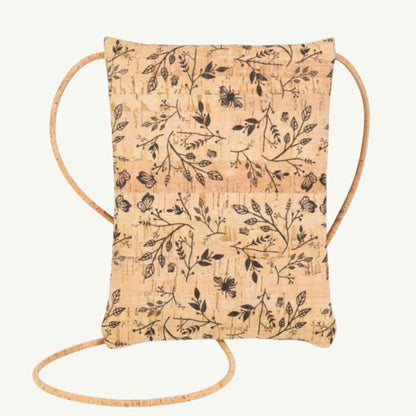Cork leather crossbody vegan bag floral print back