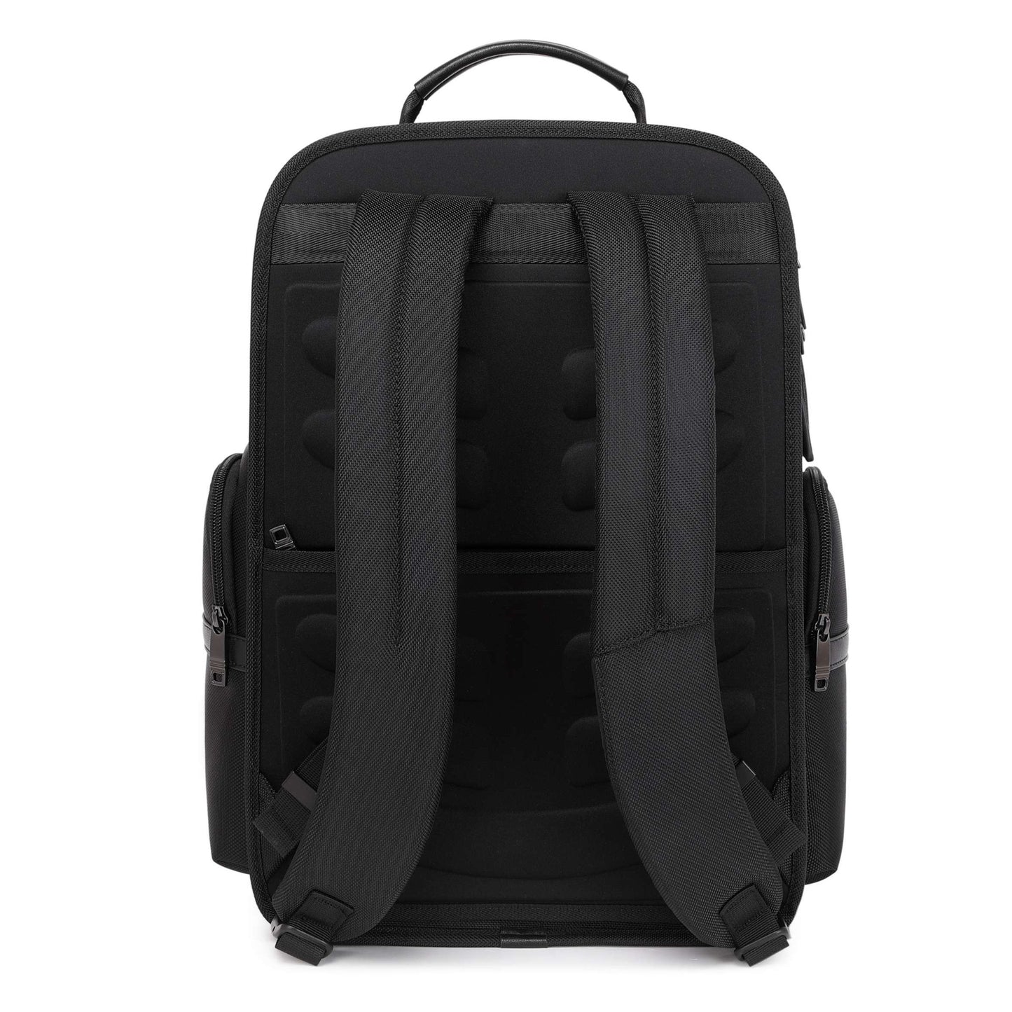 black vegan backpack for work back view