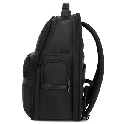 black vegan backpack for work side view
