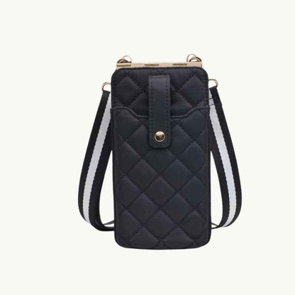 black vegan crossbody phone pouch