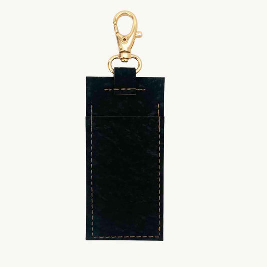 cork leather lip balm holder in black