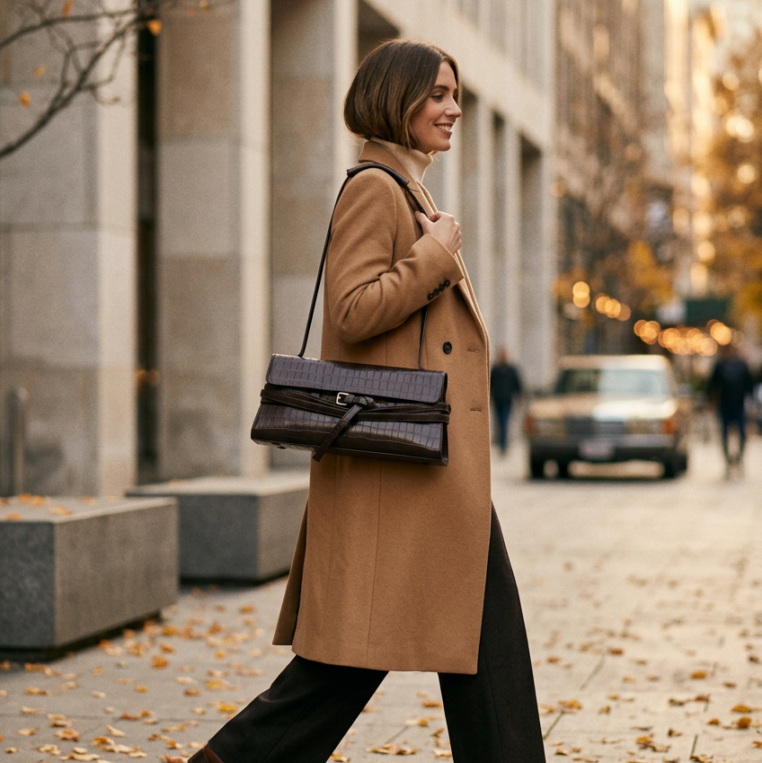 croc embossed east west bag
