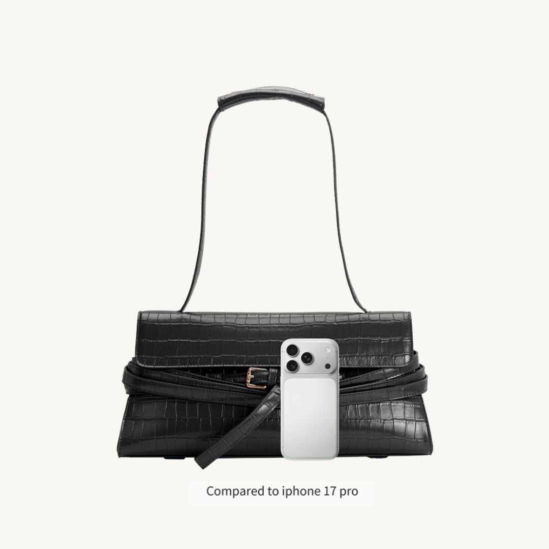 croc embossed vegan leather bag east west style handbag iphone comparison