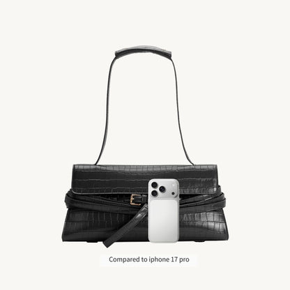 croc embossed vegan leather bag east west style handbag iphone comparison