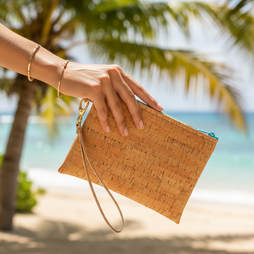 handmade cork wristlet