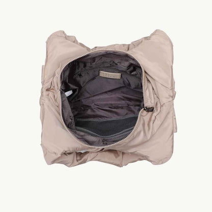 interior of vegan handbag woven from recycled nylon