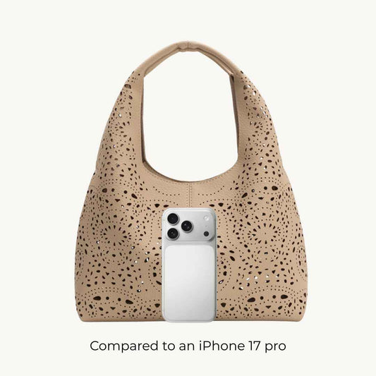 nude handbag vegan leather compared to iphone