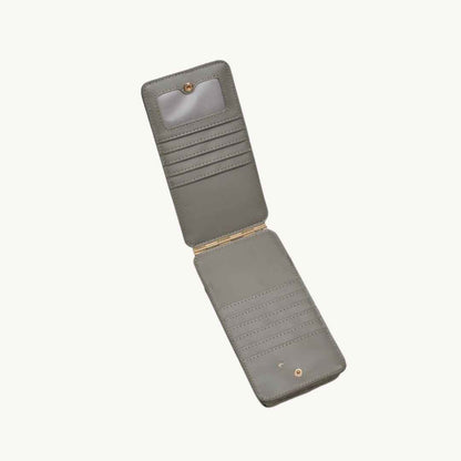 sage vegan crossbody leather phone bag with card compartments