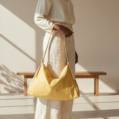 vegan leather handbag in yellow