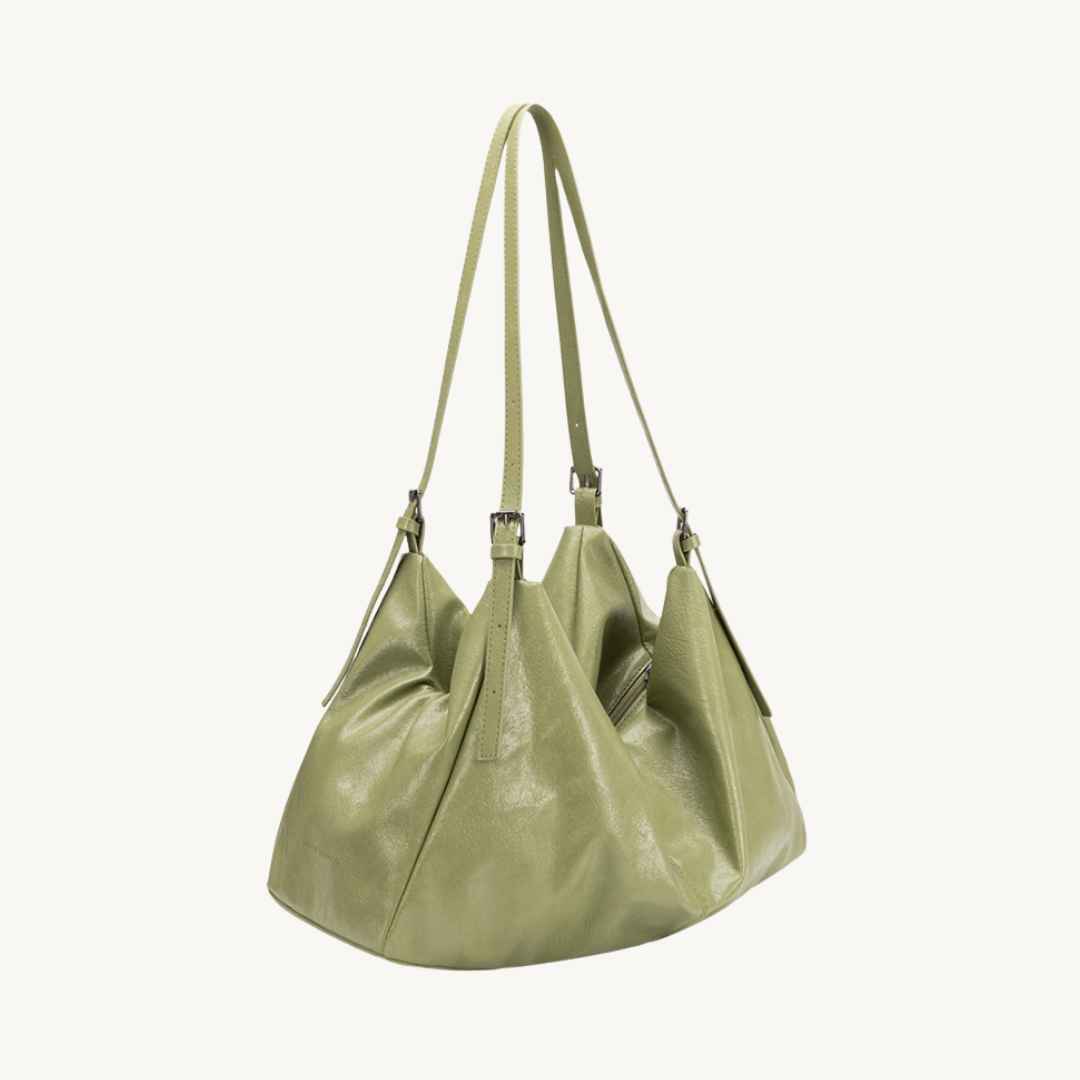 Large vegan leather handbag in sage