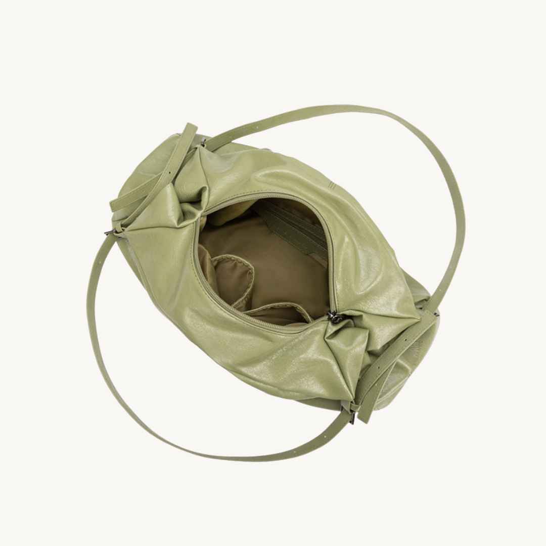 Large vegan leather handbag in sage