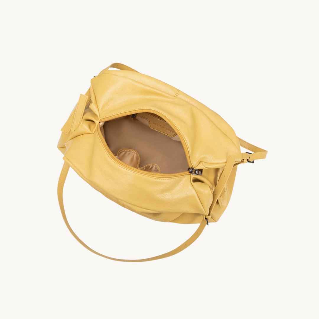 vegan leather purse in yellow