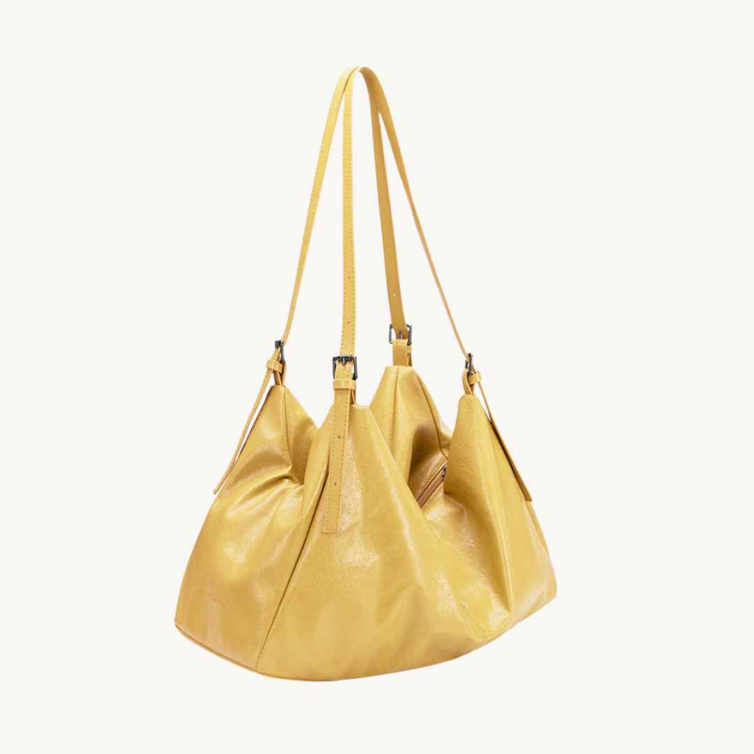 vegan leather bag in yellow