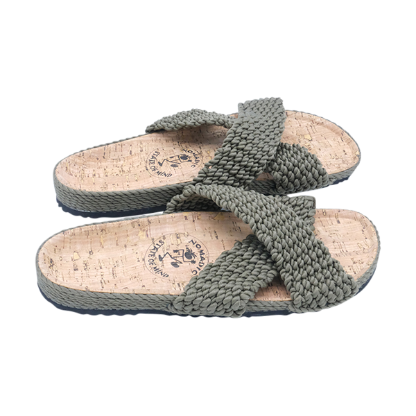 Olive SlideX Cork Footbed Vegan Sandals