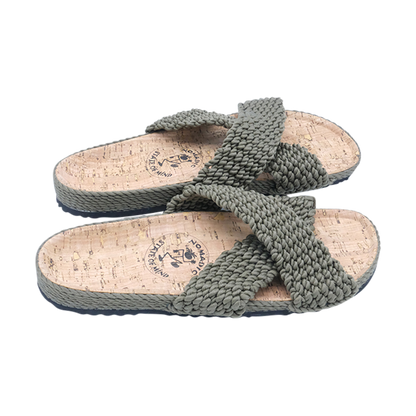 Olive SlideX Cork Footbed Vegan Sandals