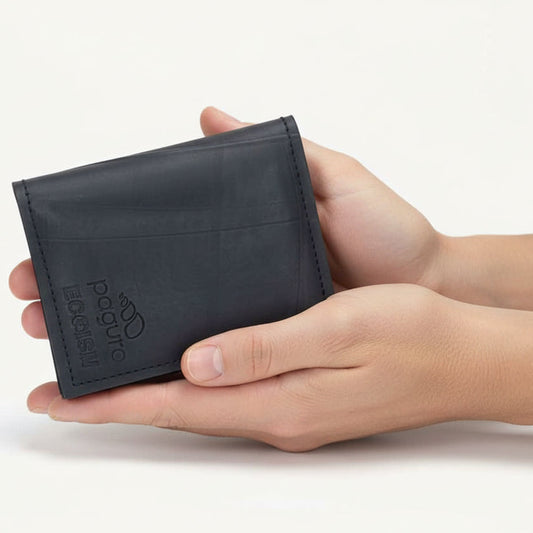 upcycled vegan leather wallet in black