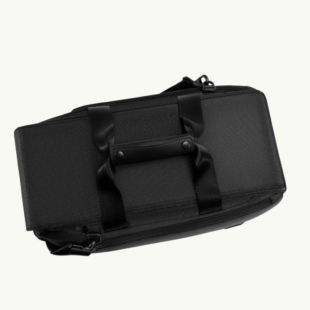 vegan duffle bag top view