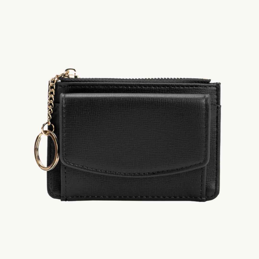 vegan keychain wallet in black