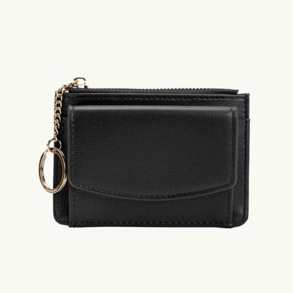 vegan keychain wallet in black