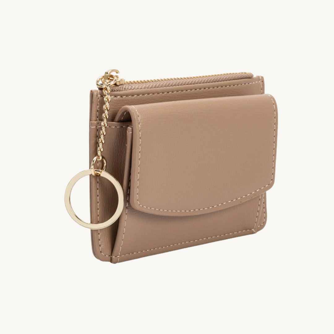 vegan leather wallet keychain in nude