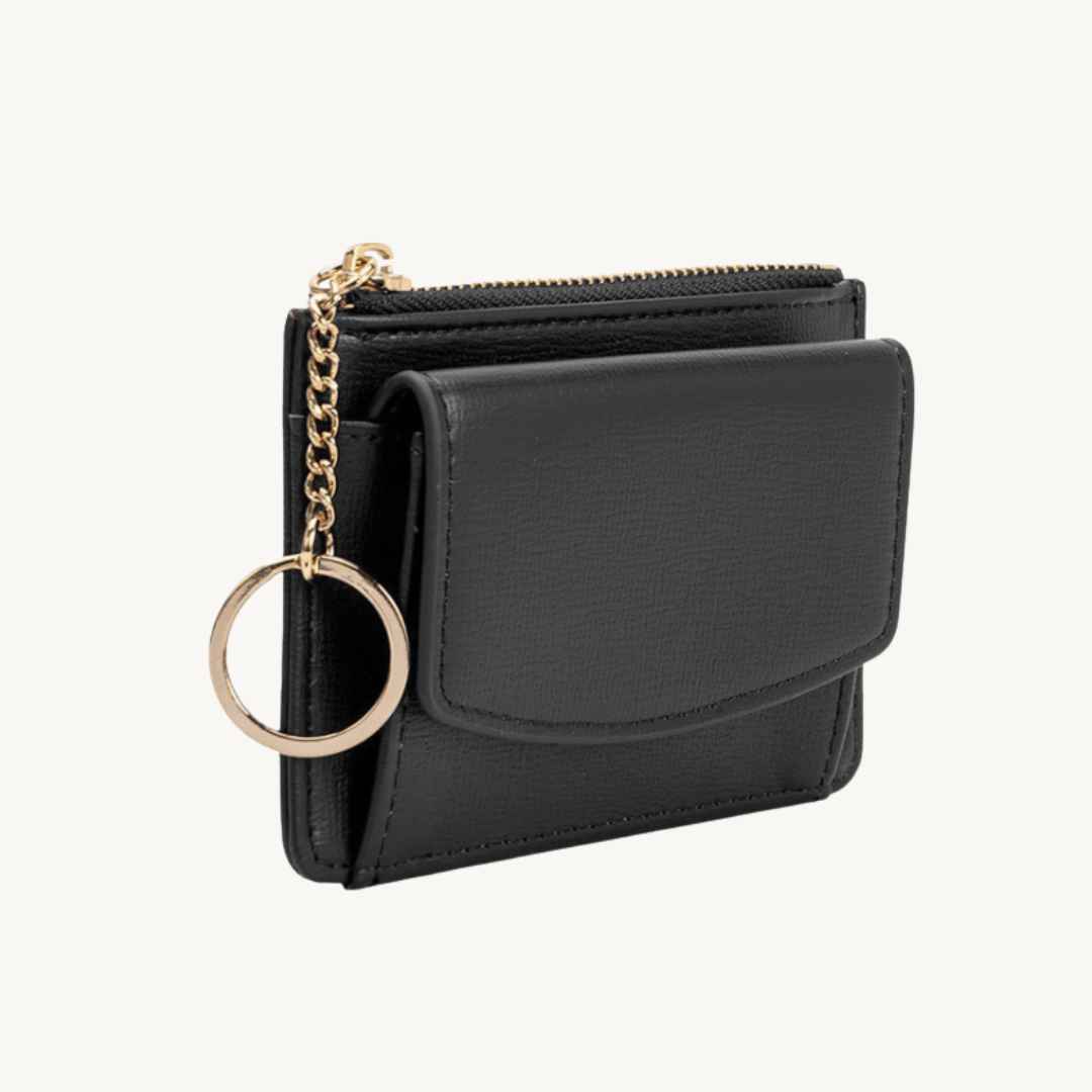 vegan wallet keychain in black